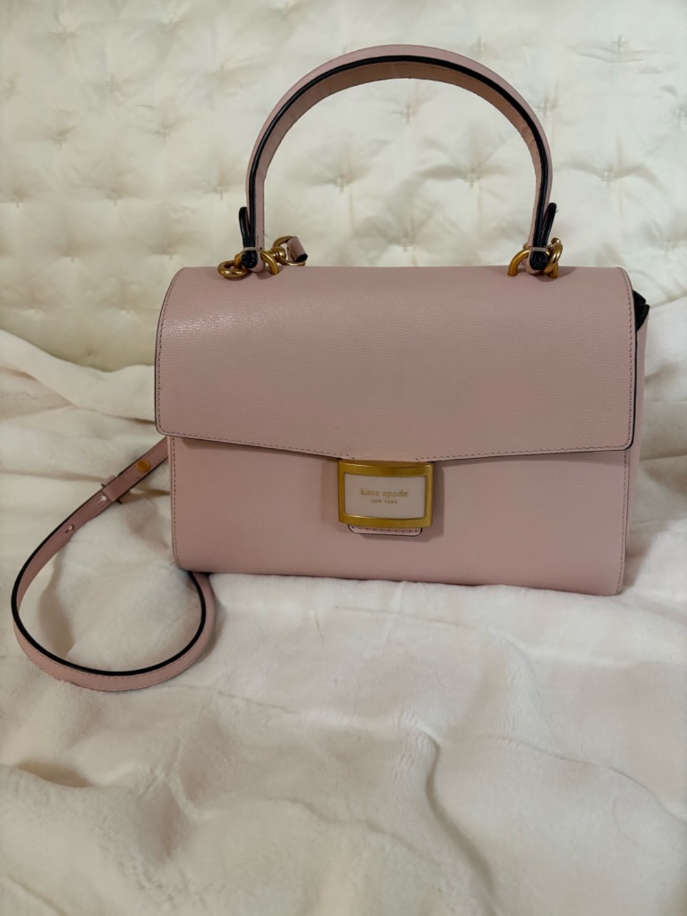 kate spade Blush Pink Leather Top-Handle Satchel with Gold Hardware
